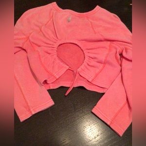 FP movement cropped coral sweatshirt